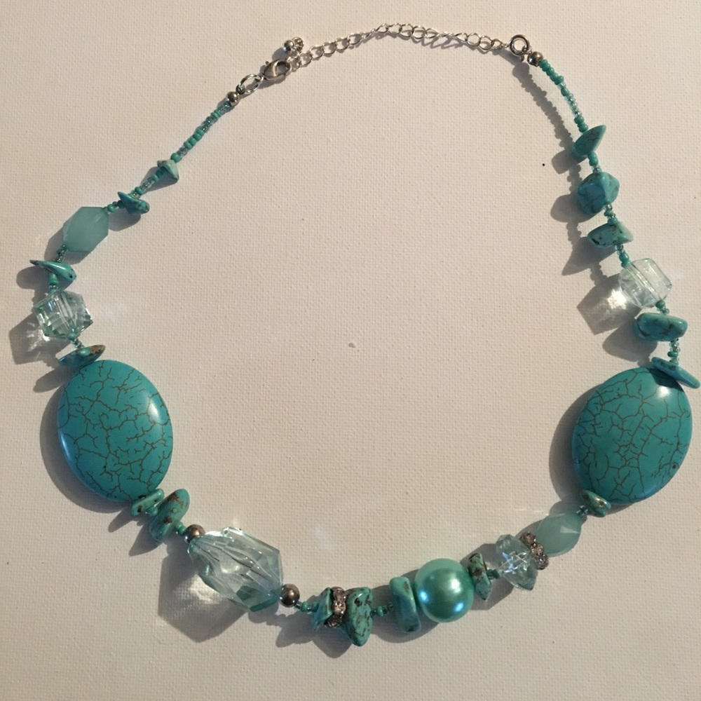 Mixed bead Necklace - turquoise stones